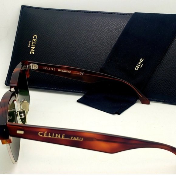 CELINE Sunglasses CL40054U 18N 57-17 Tortoise & Silver Frames Green Glass Lenses main image 6